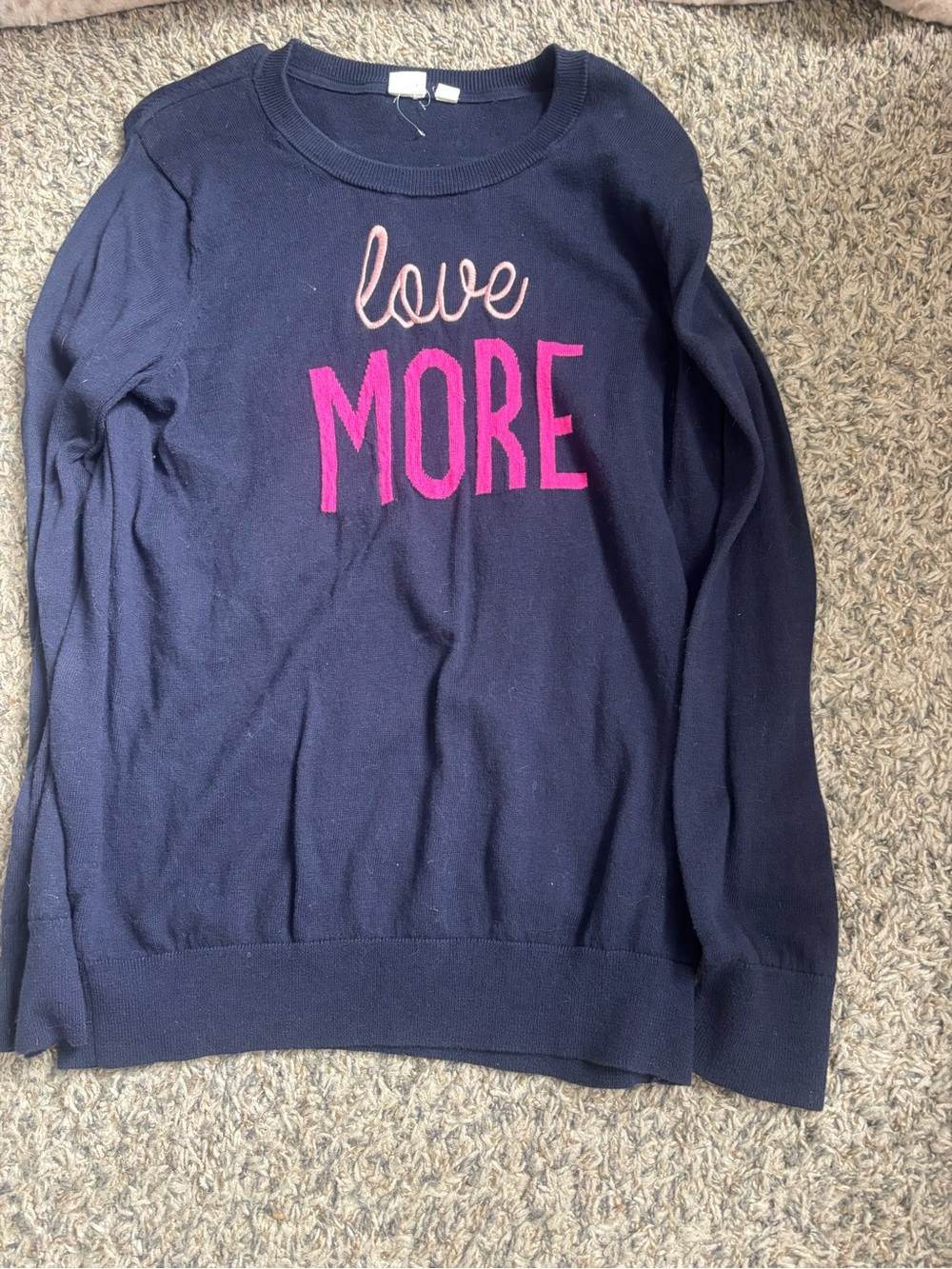GAP Navy Sweater with Pink "Love MORE" Text